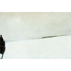 Jean Paul Lemieux: 54.5W by 36H : Cavalier dans la neige Super Resin 
