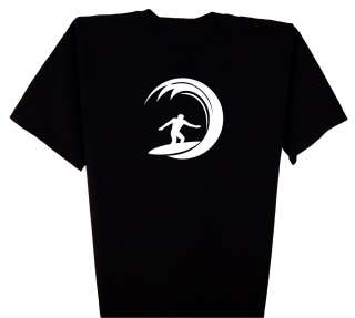 Surfer Silhouette Black T Shirt S to 5X  