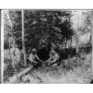  2 men Setting a Bear Trap,c1895,forest,AG Walliham: Home 