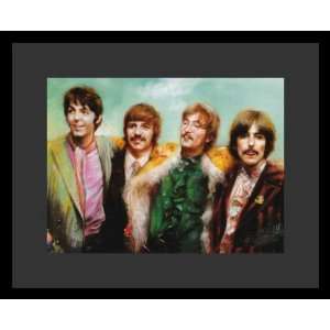  Beatles (Sgt. Pepper Era) Music White Wood Mounted Poster 