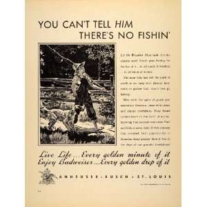  1939 Ad Anheuser Busch Budweiser Beer Boy Dog Fishing 