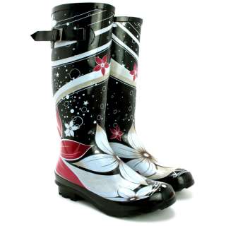  SALE! New Womens Funky Snow Rain Welly Wellies Wellington Flat Boots 