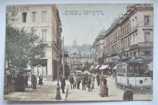 1920s France Rue de Paris Hotel Ville Tram Color PC  