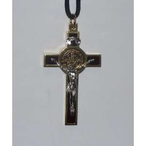  St. Benedict Crucifix Medal Pendant   gold/brown 