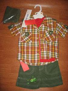 Boys BABY TOGS Shirt Shorts Hat Outfit 12 M Mos Frog   