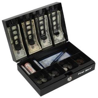 First Alert 3026F Cash Box with Money Tray, Black