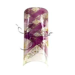  Purple Crisscross w/ Glitter Pre designed Acrylic/UV Gel 