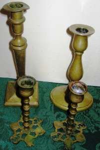 Antique Brass Candlesticks Candle Holders Lot of 4  