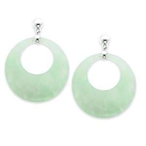  Sterling Silver Jade Circle Earrings: Puresplash: Jewelry