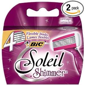 Bic Soleil Shimmers 4 Blade Refillable, 4 Cartridges (Pack of 2)