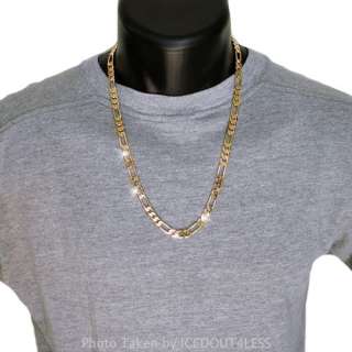 24k Plated Gold Figaro Chain Necklace For Men 8mm 24in  