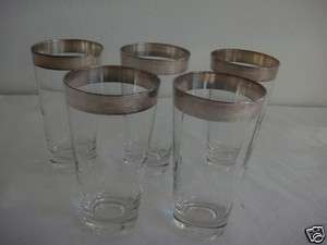 vtg Mid century dorothy thorpe silver band allegro tumbler glasses 12 