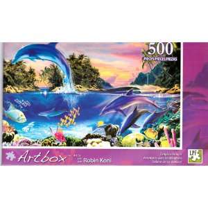   ArtBox 500 Pc Puzzle Art by Robin Koni Dolphin Delight Toys & Games