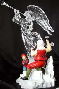 Santa & Helper & Angel Ice Sculpture Crystal like Acrylic NEW MIB 