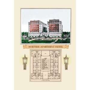  Whittier Apartment Hotel 12X18 Art Paper with Gold Frame 