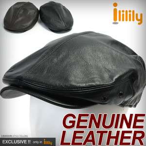 New Mens Black Flat Cap Genuine Leather Cabbie Hat Gatsby Ivy Irish 