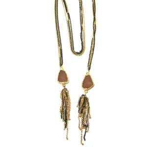 Nguyen 22k Gold Vermeil Bianca Multi Chain Lariat Necklace with Gold 