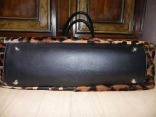   MADONNA leopard cow hair fur large leather bag tote purse Saks $500