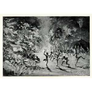 1898 Print Corroboree Aboriginal Natives Ceremonial Dancing Trees 
