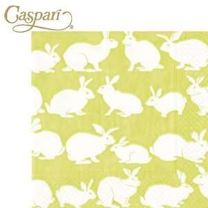  Caspari Paper Napkins 9930L Rabbit Hutch Green Lunch Napkins 