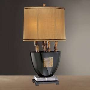   Lamps 10934 Table Lamp Black Glass with faux bamboo: Home Improvement