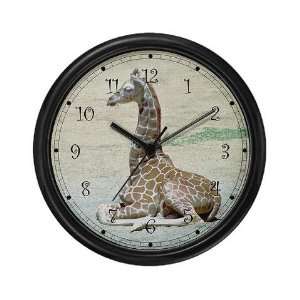  Young Giraffe 10 Black Framed Wall Art Clock: Home 