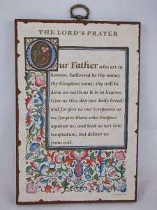 The Lords Prayer Wooden Hanging Wall Plaque 1989 Roman Wood Art 9 x 
