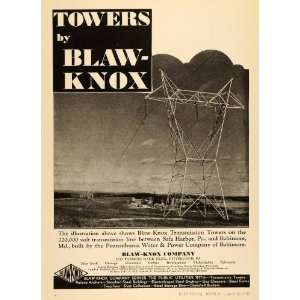  1932 Ad Blaw Knox Co Transmission Tower Walter Power Co 