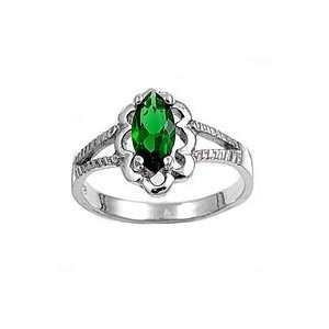    Sterling Silver CZ Emerald baby or pinky ring Size 1: Jewelry