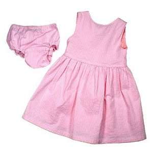  Pink Seersucker Dress with Matching Bloomer: Baby