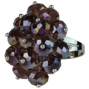    Cluster of Purple Crystal Beads Stretch Bling Ring: Jewelry