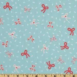   Little Red Bows Blue Bell Fabric By The Yard: Arts, Crafts & Sewing