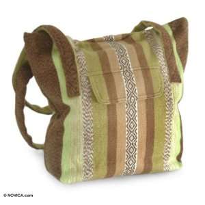  Alpaca wool shoulder bag, Green Fields
