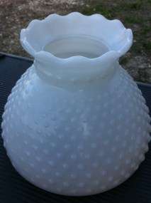 Vintage Hobnail Milk Glass Hurricane Oil Lamp Shade  