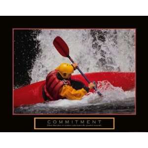  Commitment Kayak Motivational Poster Helmet Waterfall 