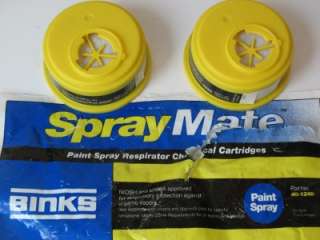 BINKS CHEMICAL RESPIRATOR CARTRIDGES/ SPRAY MATE FITS THE MSA MASKS 