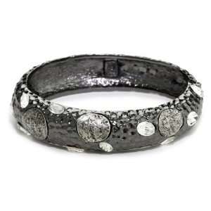 TAT2 Designs Pavia Hammered Gunmetal Bangle with Antique Silver Coin 