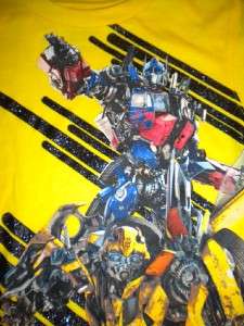 NWT Boys TRANSFORMERS Dark Of The Moon glitter accents yellow s/s T 