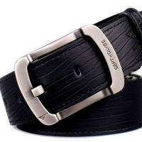 Mens Black Belts Good Leather Wolf Pin Buckle 22 44  