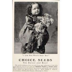  1902 Ad Emma V. White Seeds Minneapolis Child Girl NICE 
