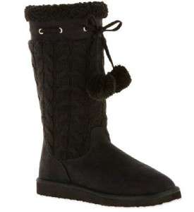   New in Box: Faded Glory   Womens Ruby Cable Knit Black Boots Size 8