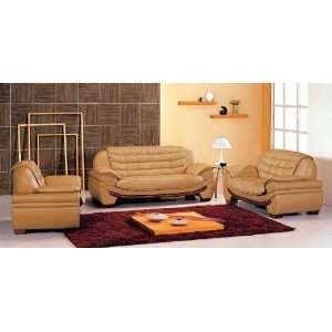 Vig Furniture 7174 Contemporary Camel Leather Living Room Set  