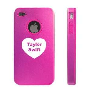  iPhone 4 4S 4G Hot Pink D519 Aluminum & Silicone Case Heart Taylor 