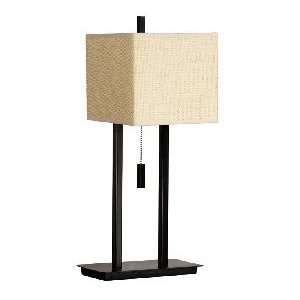  Boxy Bronze Desk Lamp With Tan Woven Shade: Home 