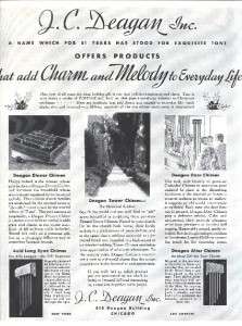 1931 ad lg deagan chimes dinner tower door altar  