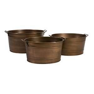  IMAX Worldwide 44106 3 Tauba Oval Copper Dcor Planter 