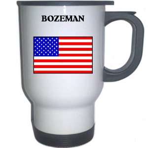  US Flag   Bozeman, Montana (MT) White Stainless Steel Mug 