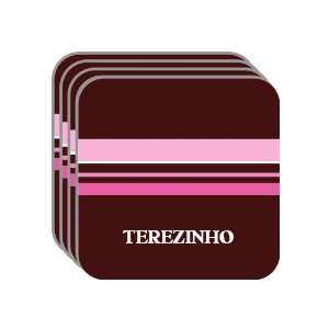 Personal Name Gift   TEREZINHO Set of 4 Mini Mousepad Coasters (pink 