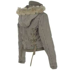   Warm Winter Xmas Padded Bomber Jacket Coat Fur Hooded 10  14  
