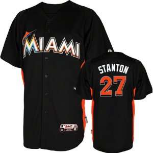 Mike Stanton BP Jersey: Youth Miami Marlins #27 Black Authentic Cool 